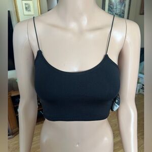 NWT Sugar and Bruno Black Spaghetti Strap Crop Tank Top size youth OS